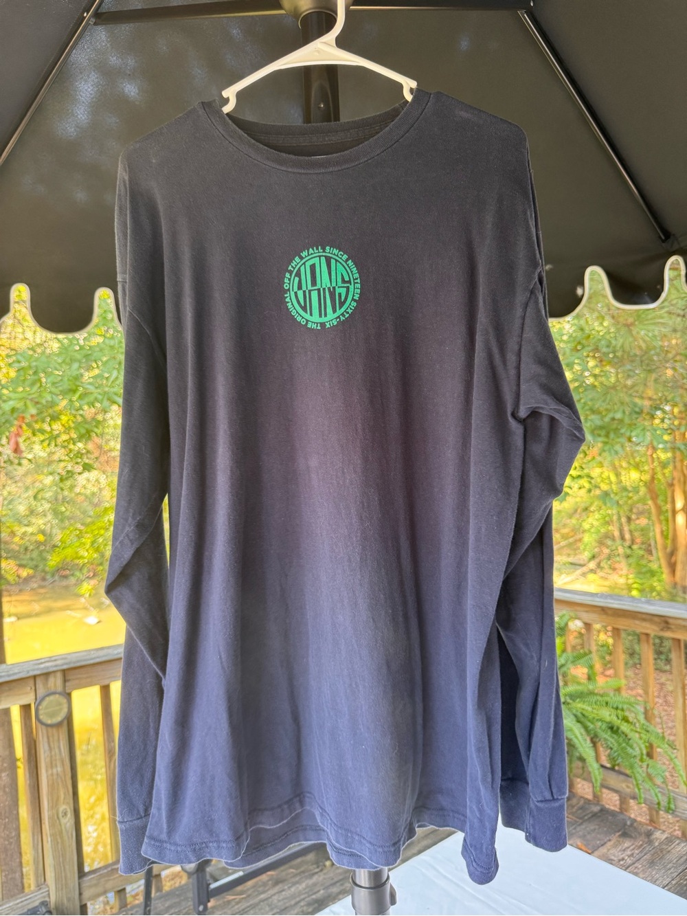 Vans Men's Long-Sleeve Tee - Navy with Teal Logo
